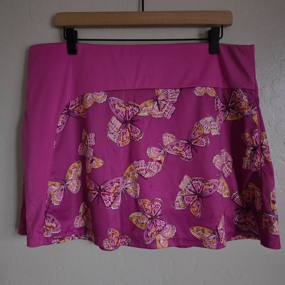 Grand Slam Butterfly Print Asymmetrical Golf Skort Pink Sz XL Performance Tennis